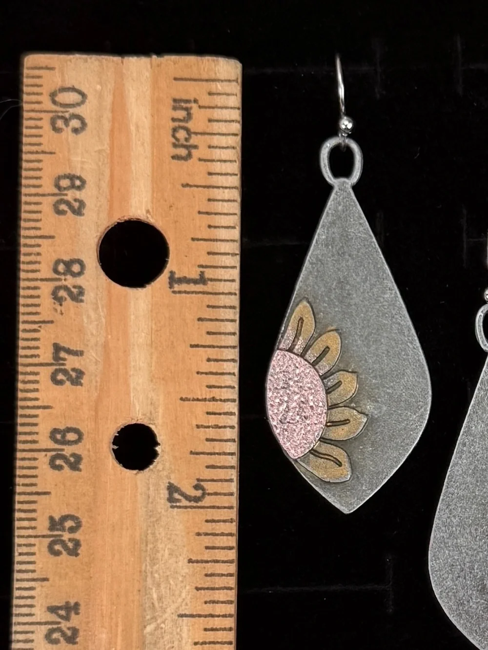 Vintage Sunflower Drop Pierced Earrings